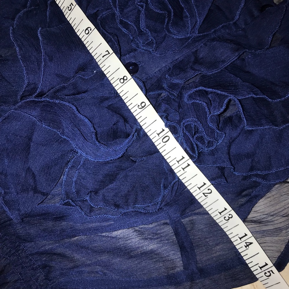 EUC 💙 SLINE | Sheer Navy Blue Ruffle Top - Picture 5 of 7